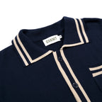 Cardigan Vintage Bleu Foncé pour Homme avec Broderie de Hibou