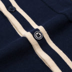Cardigan Vintage Bleu Foncé pour Homme avec Broderie de Hibou