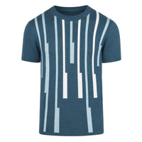 Chemise T-shirt rétro en jacquard bleu pour homme
