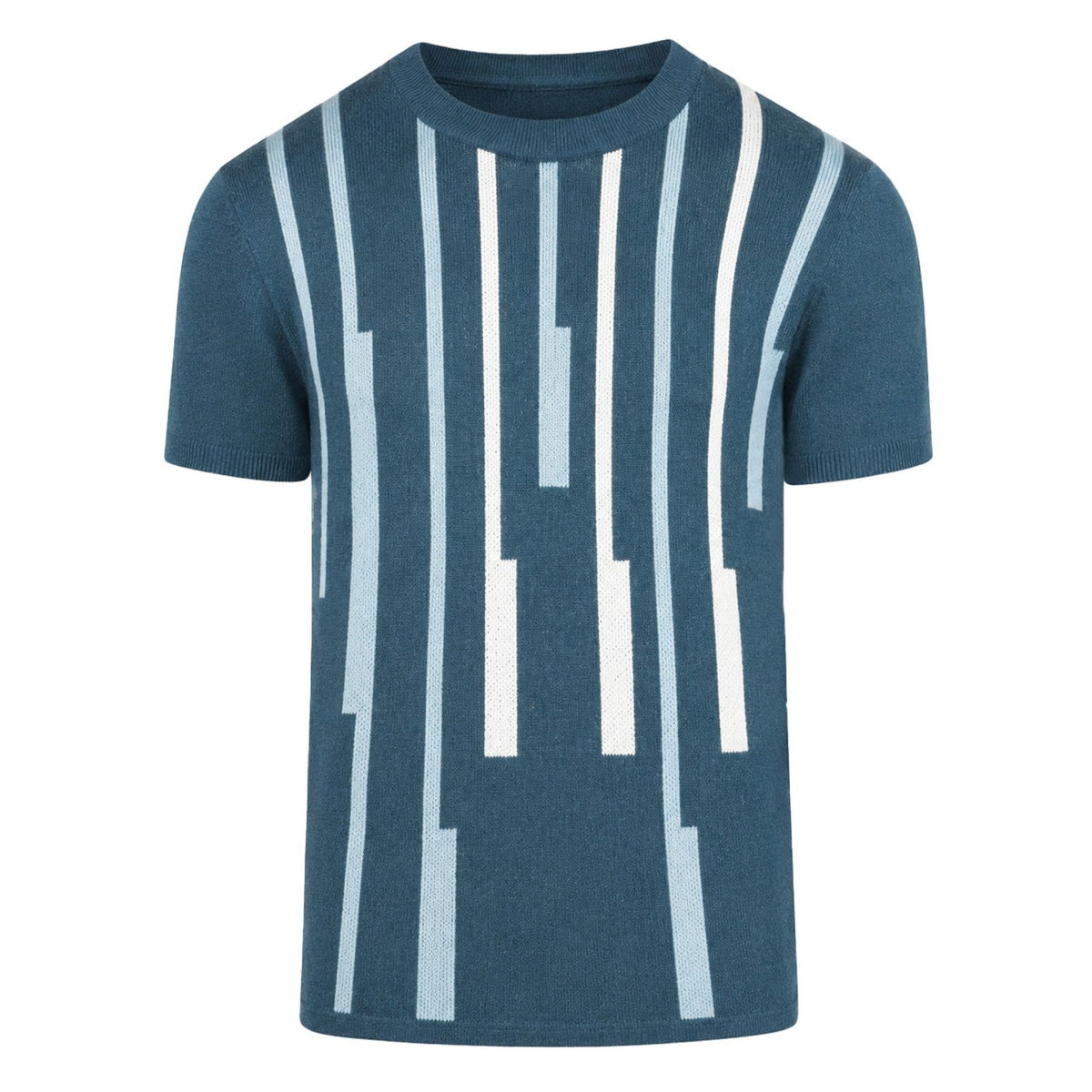 Chemise T-shirt rétro en jacquard bleu pour homme