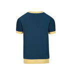 Classique T-shirt bleu pour homme avec motif losange en maille jacquard