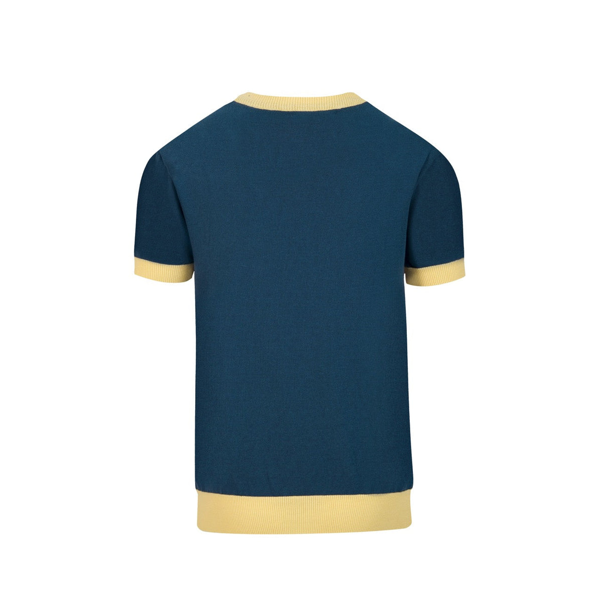Classique T-shirt bleu pour homme avec motif losange en maille jacquard