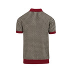 Cardigan vintage pour homme en maille jacquard chevrons bordeaux