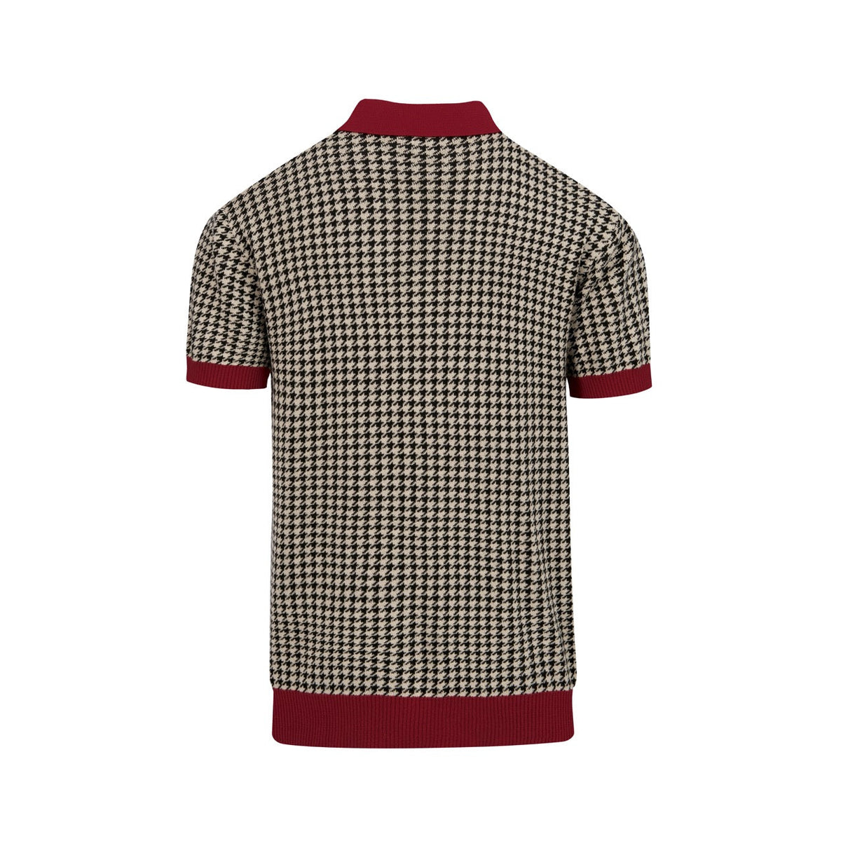 Cardigan vintage pour homme en maille jacquard chevrons bordeaux