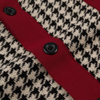 Cardigan vintage pour homme en maille jacquard chevrons bordeaux