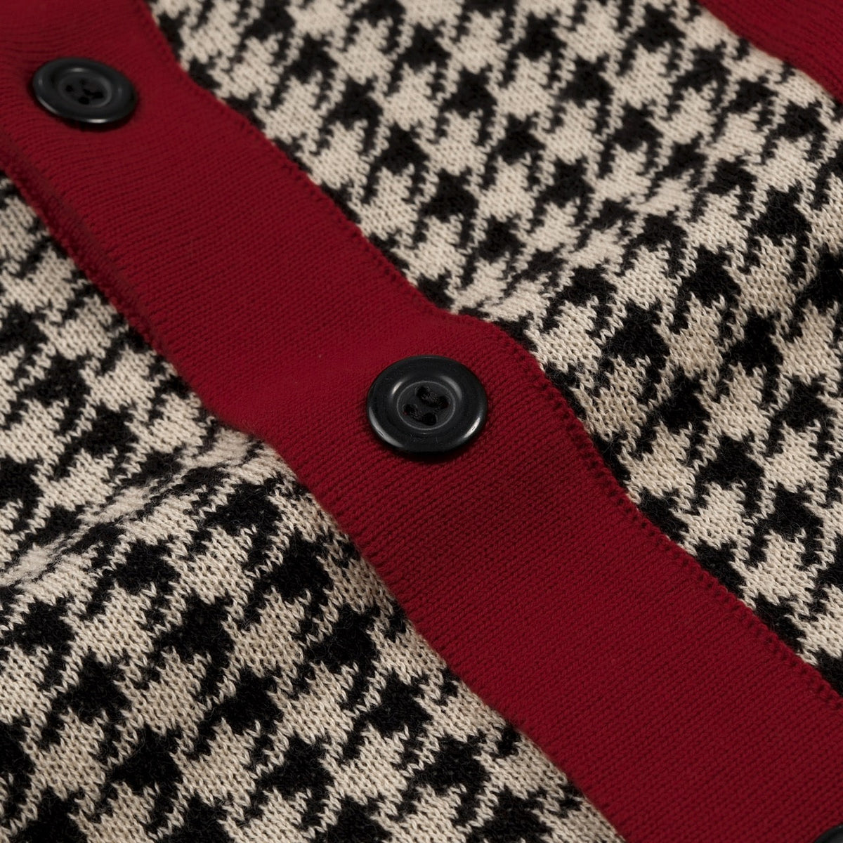Cardigan vintage pour homme en maille jacquard chevrons bordeaux