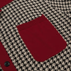 Cardigan vintage pour homme en maille jacquard chevrons bordeaux