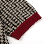 Cardigan vintage pour homme en maille jacquard chevrons bordeaux
