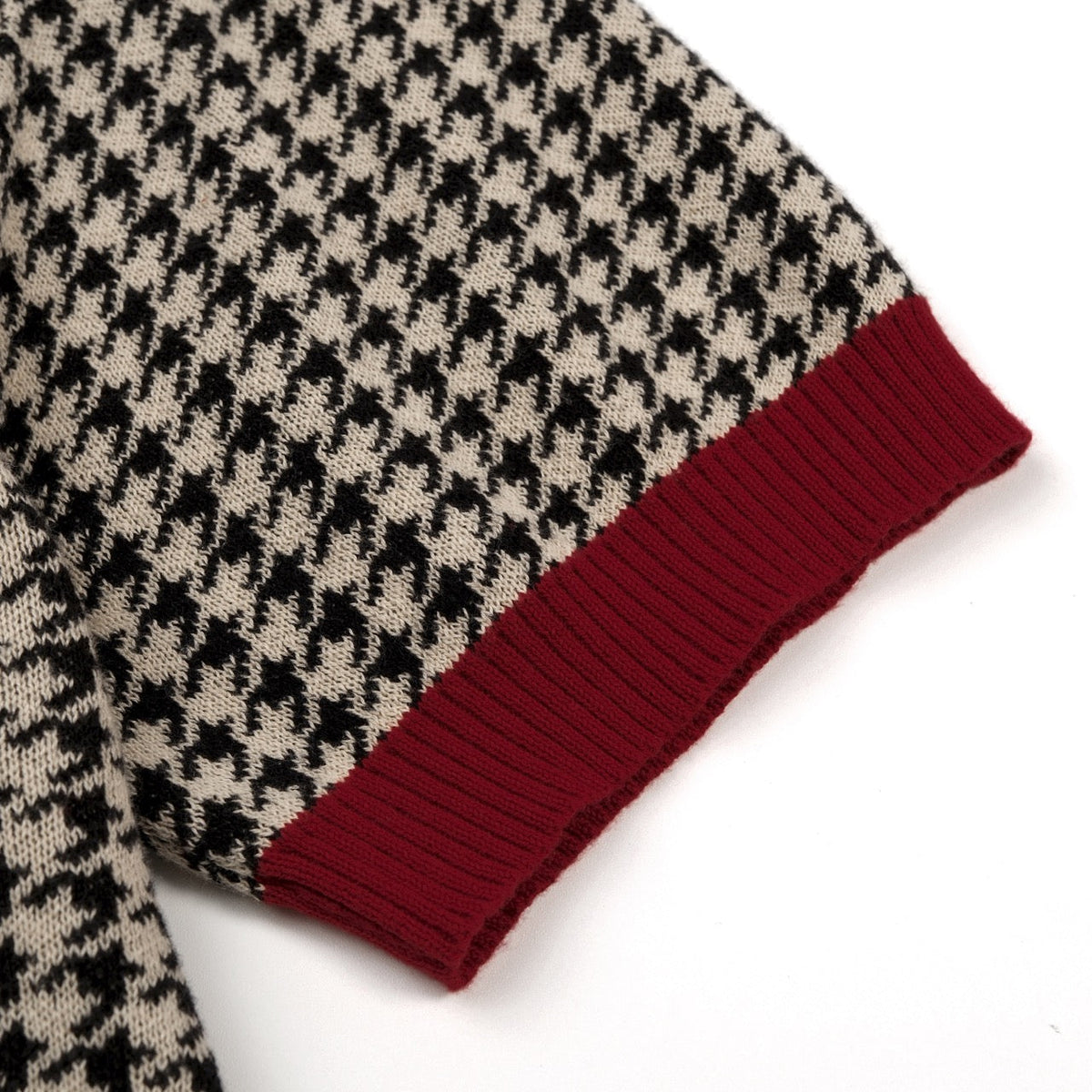 Cardigan vintage pour homme en maille jacquard chevrons bordeaux