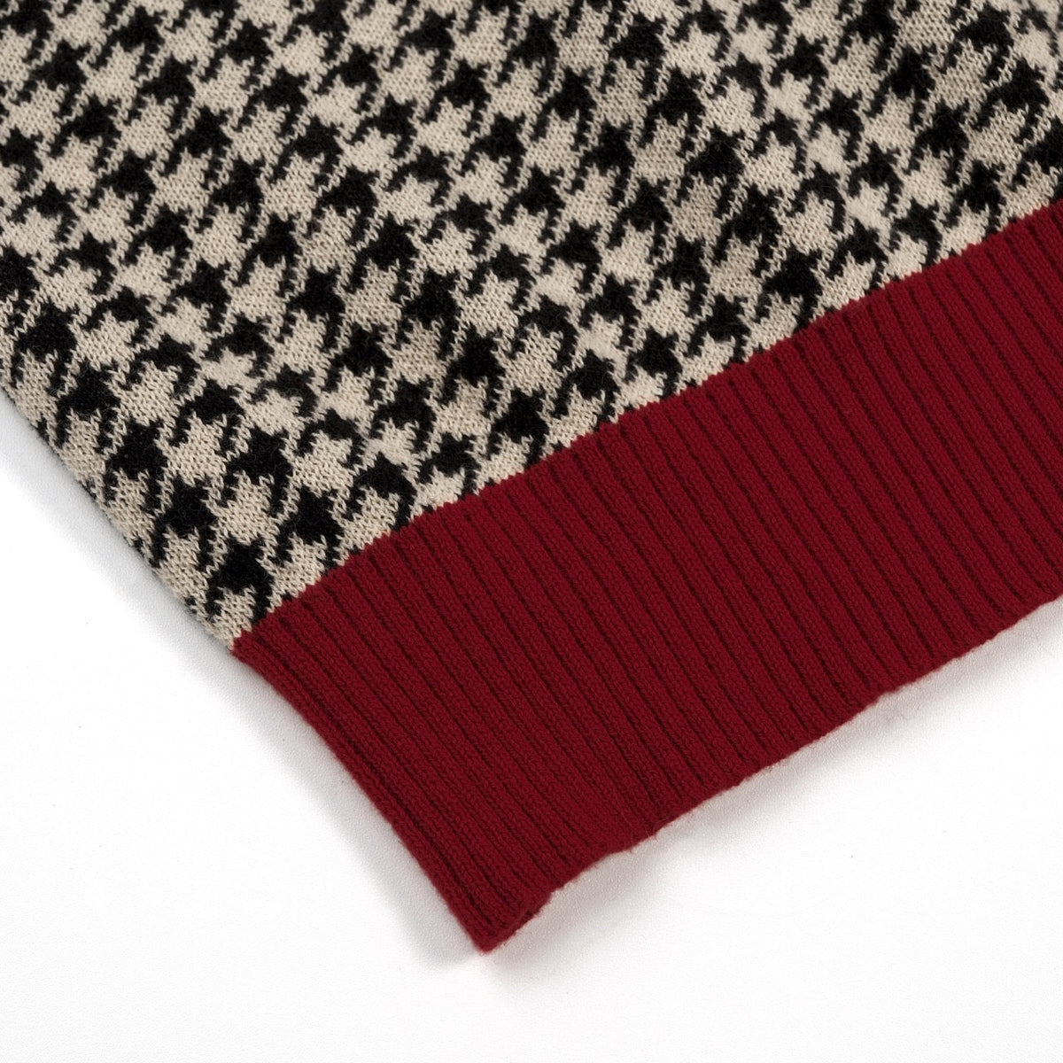Cardigan vintage pour homme en maille jacquard chevrons bordeaux