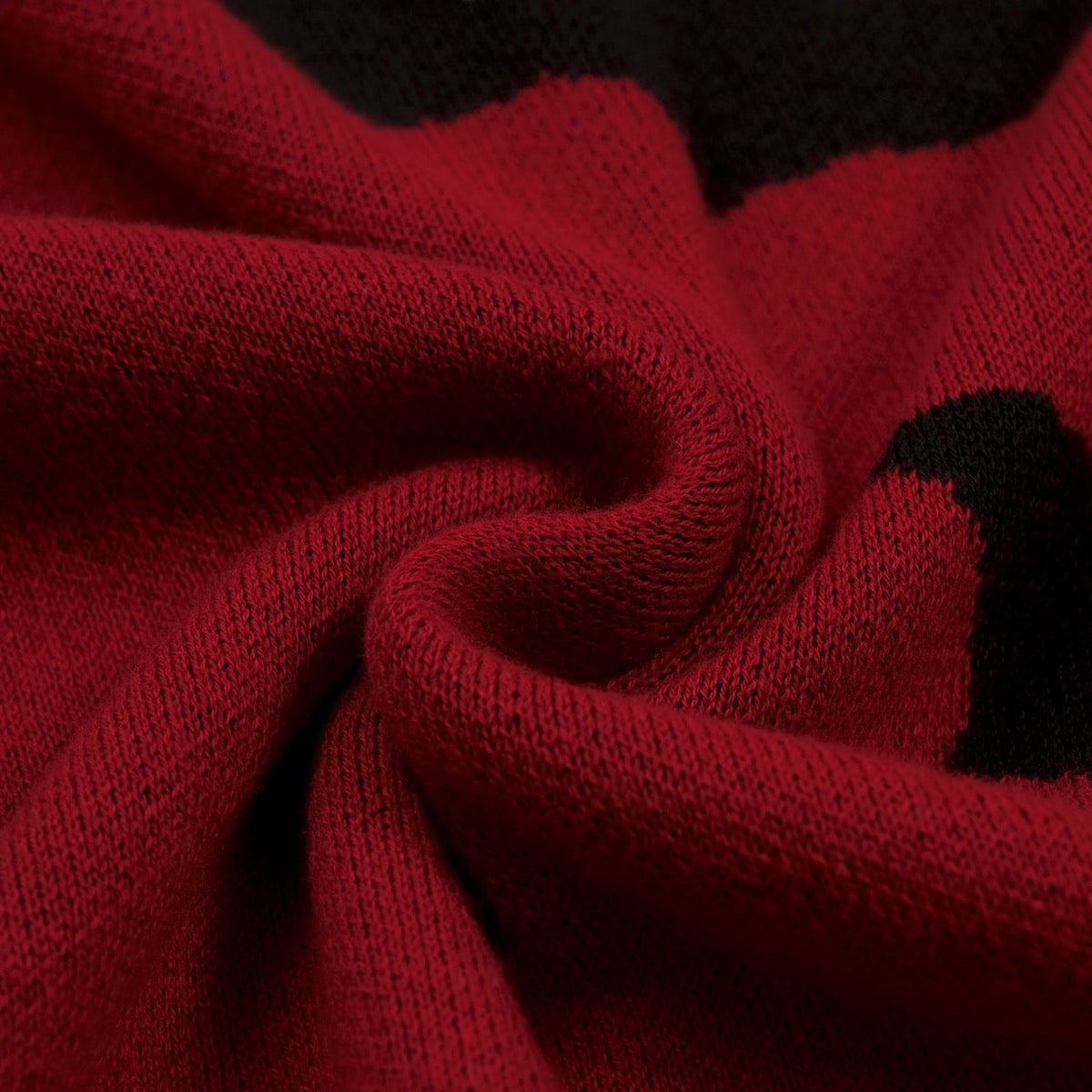 Vintage Rouge Brique T-shirt Homme à Manches Chauve-Souris en Maille Jacquard