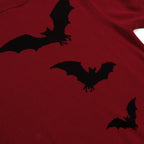 Vintage Rouge Brique T-shirt Homme à Manches Chauve-Souris en Maille Jacquard