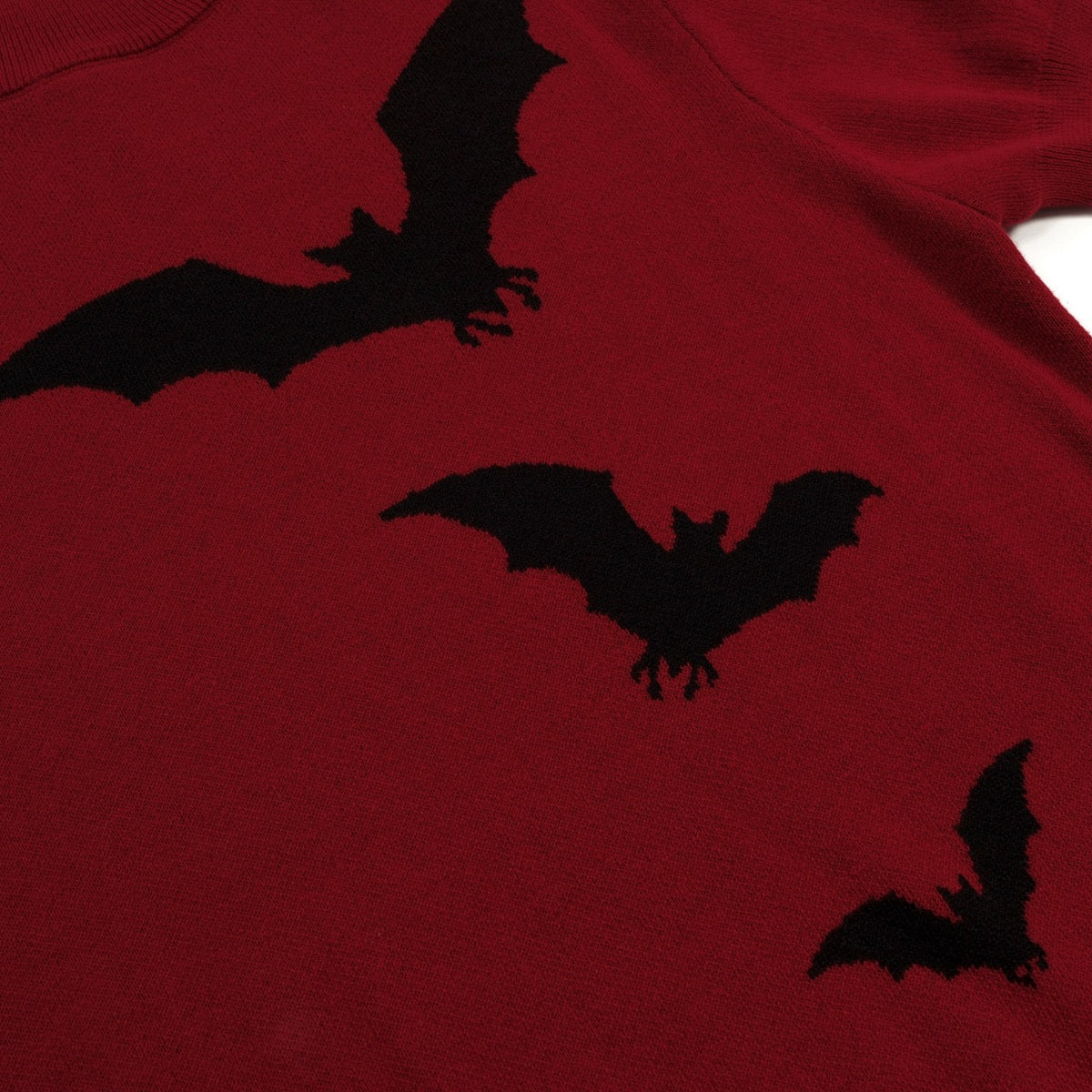 Vintage Rouge Brique T-shirt Homme à Manches Chauve-Souris en Maille Jacquard