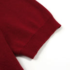 Vintage Rouge Brique T-shirt Homme à Manches Chauve-Souris en Maille Jacquard