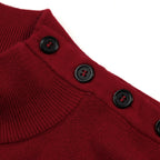 Vintage Rouge Brique T-shirt Homme à Manches Chauve-Souris en Maille Jacquard
