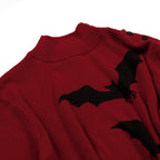 Vintage Rouge Brique T-shirt Homme à Manches Chauve-Souris en Maille Jacquard