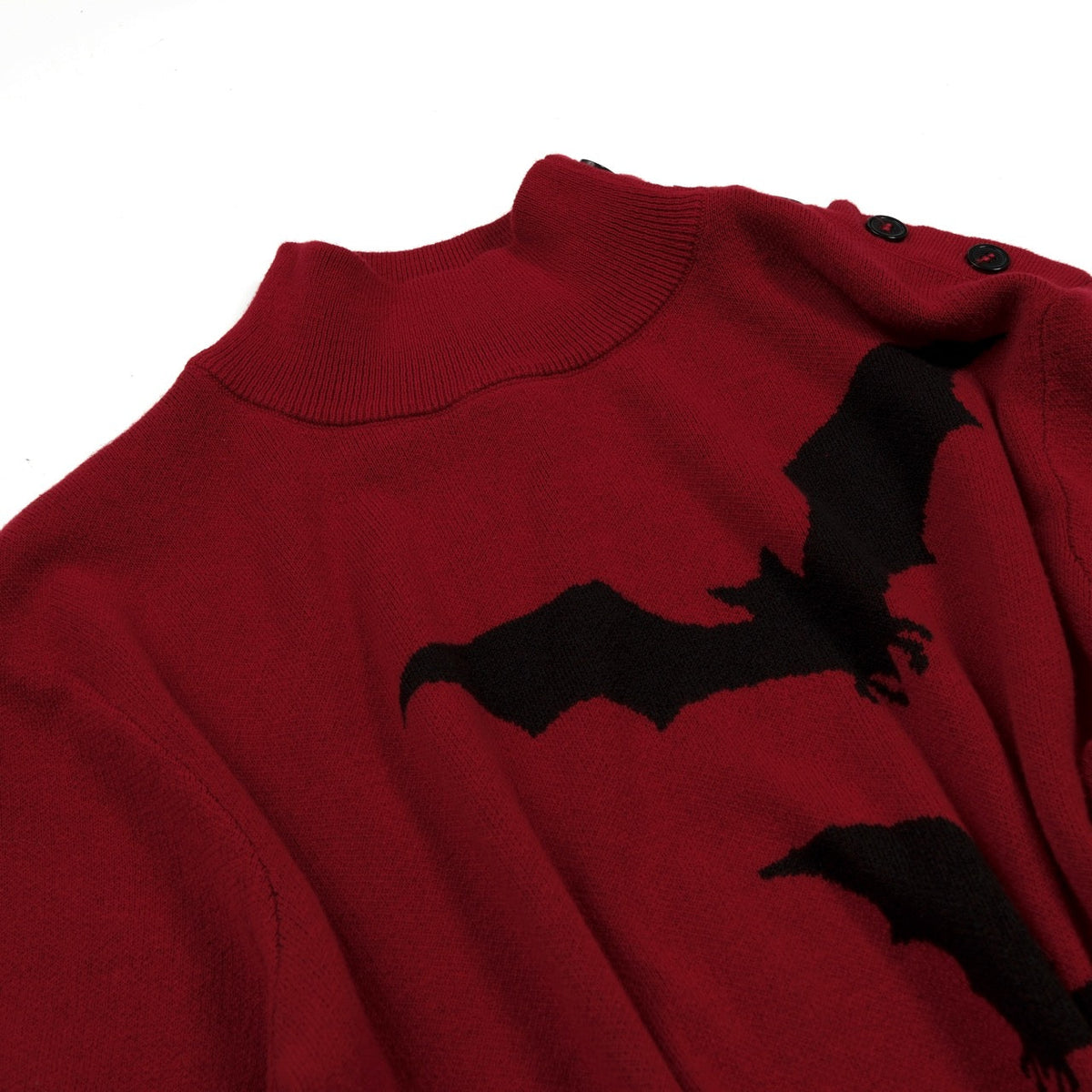 Vintage Rouge Brique T-shirt Homme à Manches Chauve-Souris en Maille Jacquard
