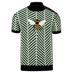 Classique T-shirt vert pour homme en tricot avec broderie d'abeille
