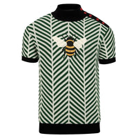 Classique T-shirt vert pour homme en tricot avec broderie d'abeille