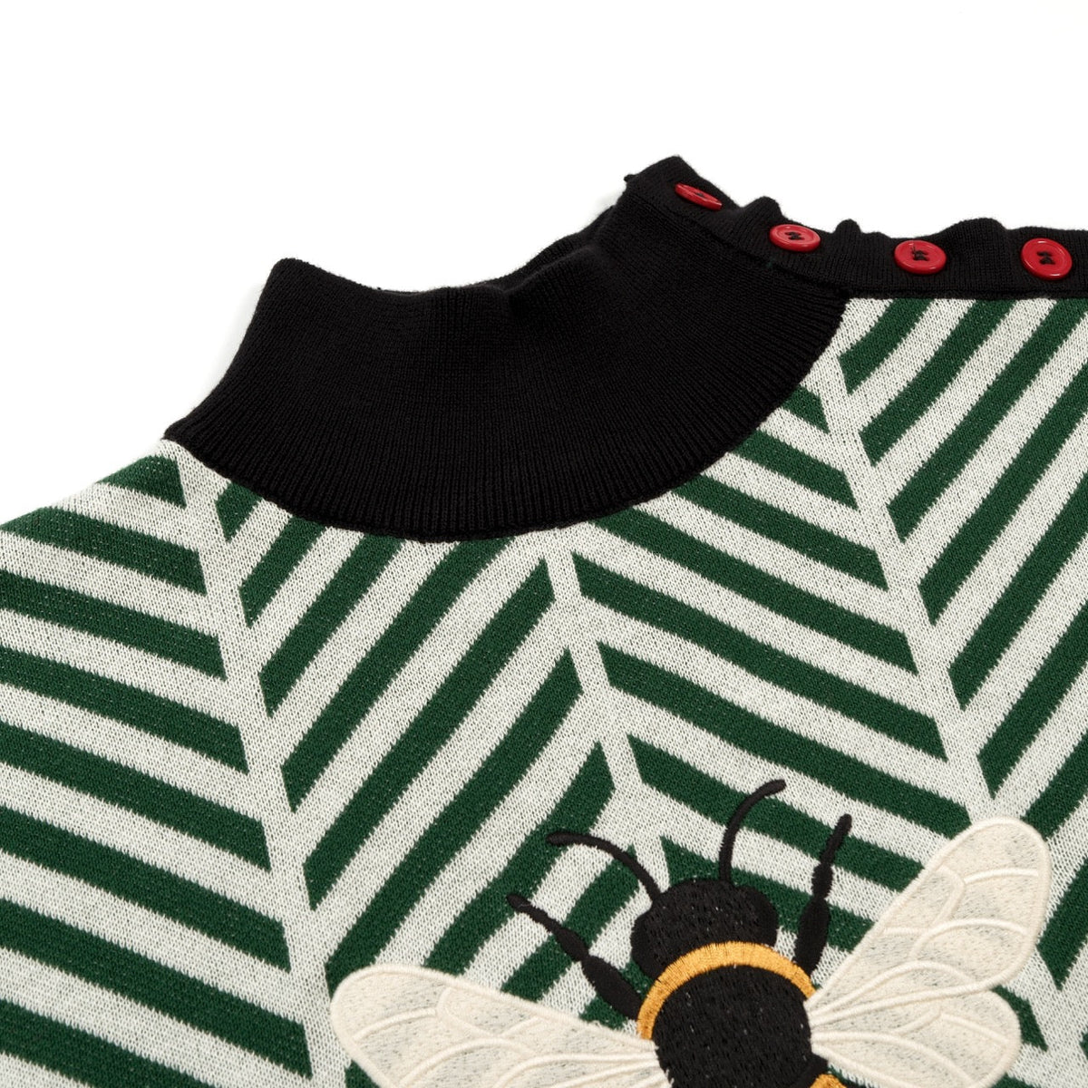 Classique T-shirt vert pour homme en tricot avec broderie d'abeille