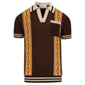 Classique Polo en Maille Jacquard Marron Artistique pour Homme
