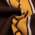 Classique Polo en Maille Jacquard Marron Artistique pour Homme