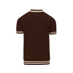 Classique Polo en Maille Jacquard Marron Artistique pour Homme