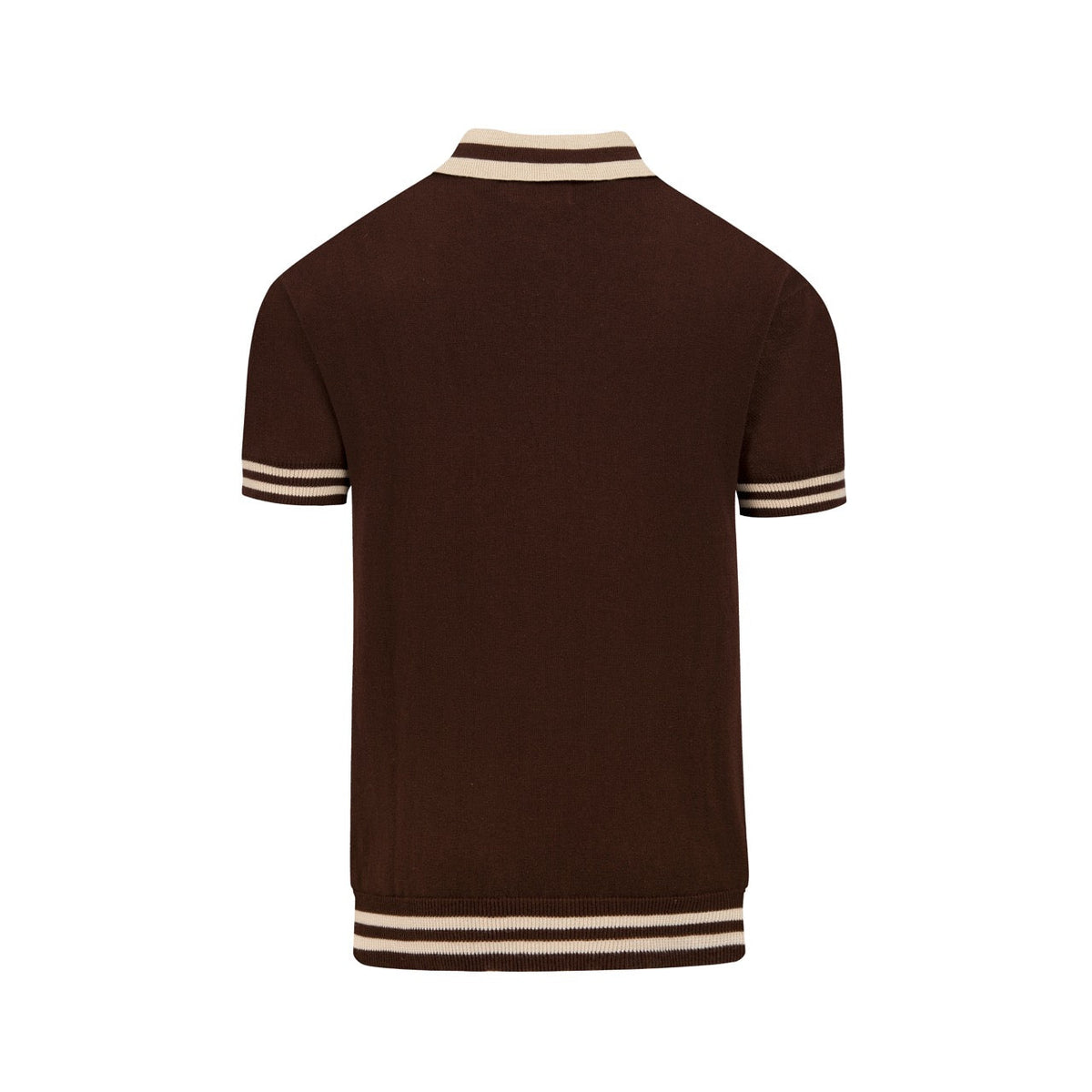Classique Polo en Maille Jacquard Marron Artistique pour Homme