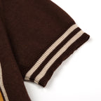Classique Polo en Maille Jacquard Marron Artistique pour Homme