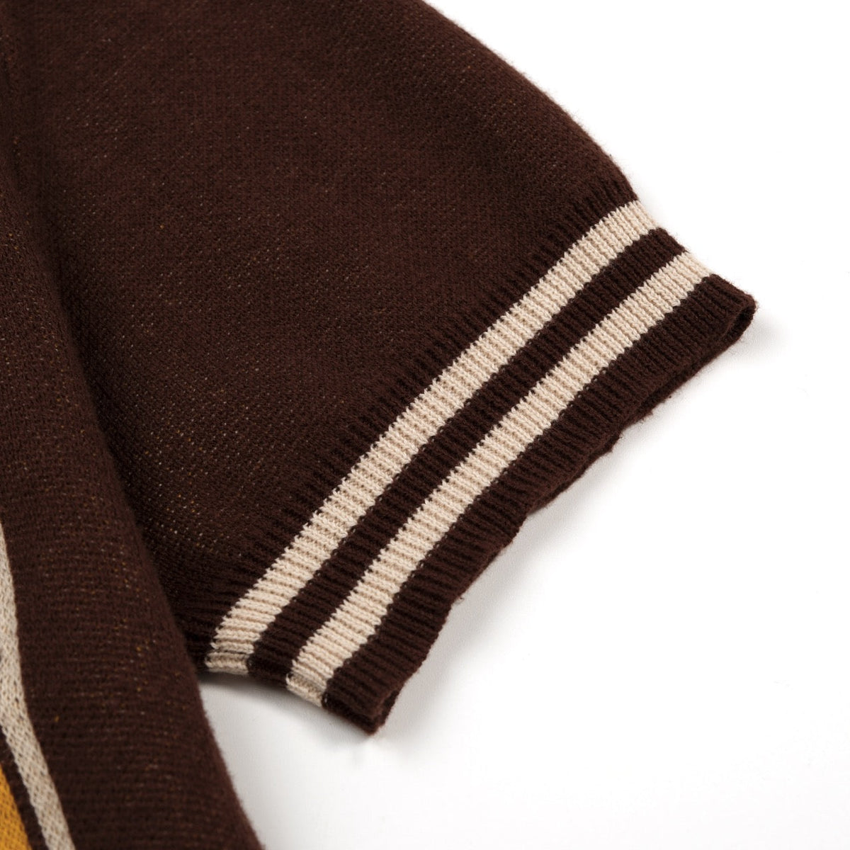 Classique Polo en Maille Jacquard Marron Artistique pour Homme