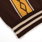 Classique Polo en Maille Jacquard Marron Artistique pour Homme