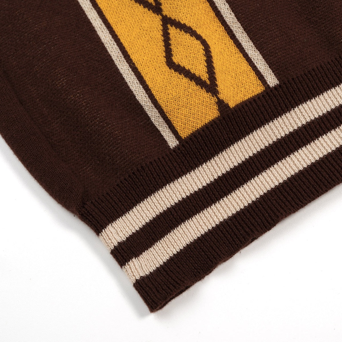 Classique Polo en Maille Jacquard Marron Artistique pour Homme
