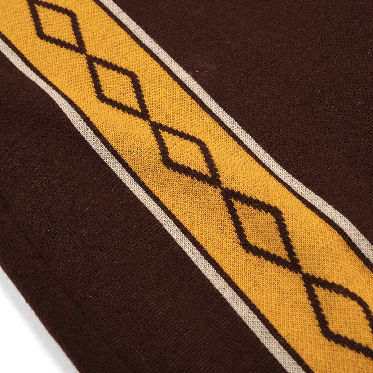 Classique Polo en Maille Jacquard Marron Artistique pour Homme