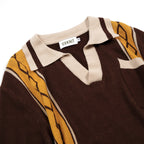 Classique Polo en Maille Jacquard Marron Artistique pour Homme