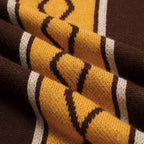 Classique Polo en Maille Jacquard Marron Artistique pour Homme