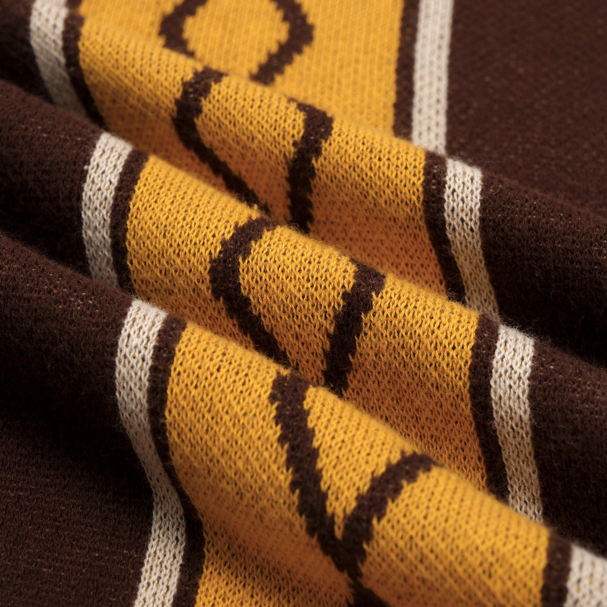 Classique Polo en Maille Jacquard Marron Artistique pour Homme