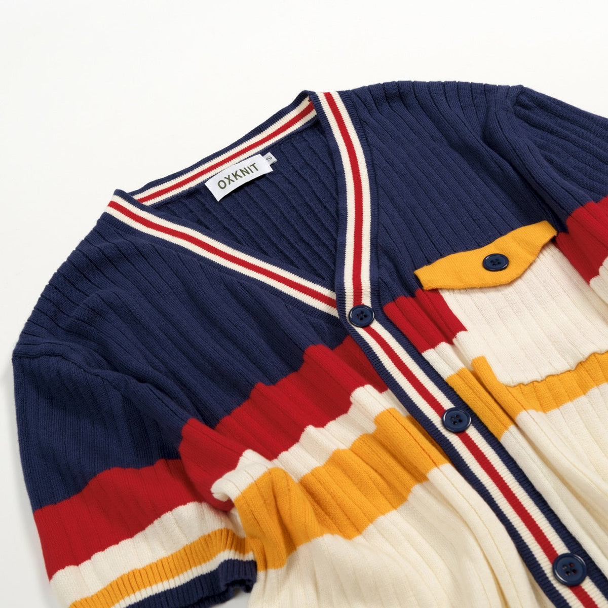 Cardigan Rétro Classique à Rayures pour Homme en Tricot Jacquard