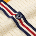 Cardigan Rétro Classique à Rayures pour Homme en Tricot Jacquard