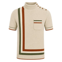 Chemise en tricot à rayures artistiques jacquard au style britannique classique pour homme