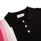 Pull en maille jacquard noir à rayures rétro pour homme