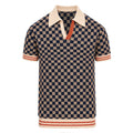 Pull en tricot à carreaux jacquard vintage britannique pour homme - Abricot