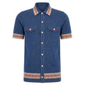 Cardigan décontracté en jacquard bleu rétro pour homme