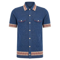 Cardigan décontracté en jacquard bleu rétro pour homme
