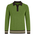Pull en maille jacquard vintage britannique vert pour homme