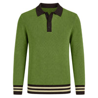 Pull en maille jacquard vintage britannique vert pour homme