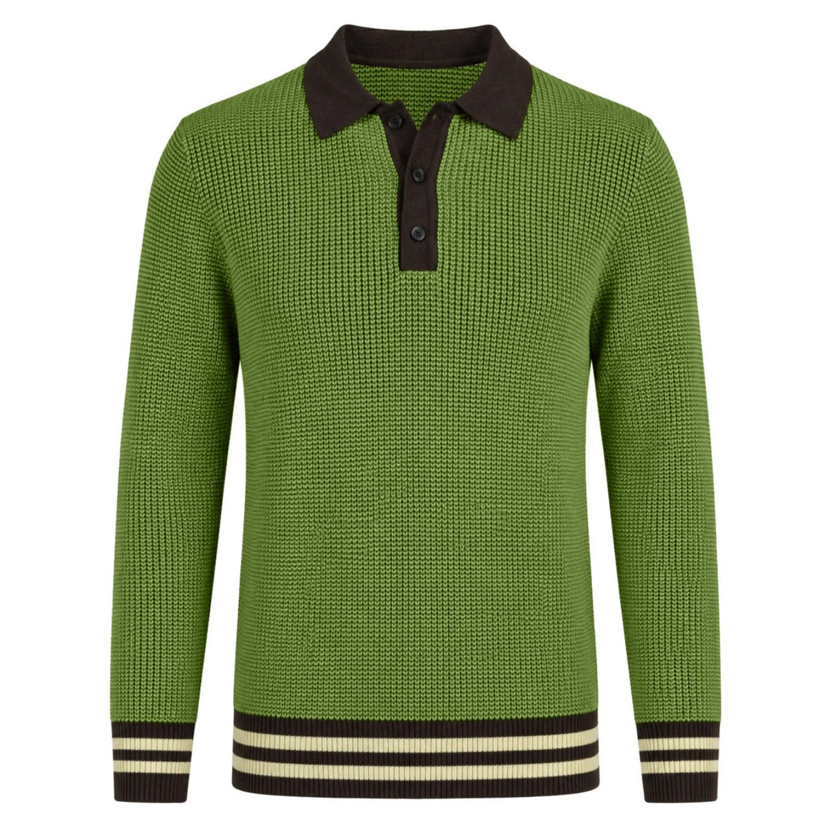 Pull en maille jacquard vintage britannique vert pour homme