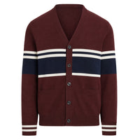Cardigan rétro en maille jacquard rouge minimaliste pour homme des années 70