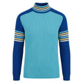 Pull rétro bleu jacquard minimaliste pour homme - Style preppy