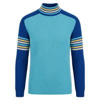 Pull rétro bleu jacquard minimaliste pour homme - Style preppy