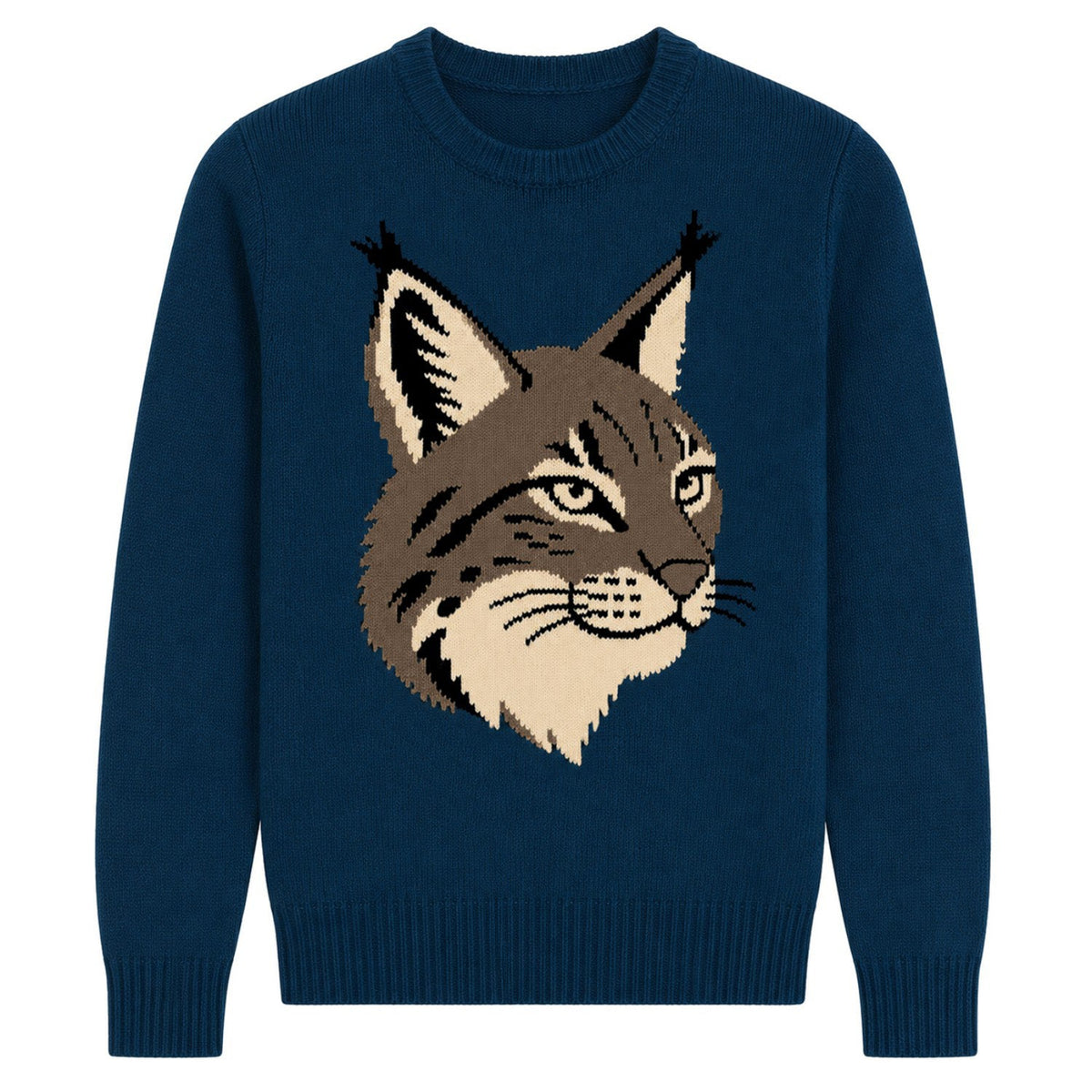 Pull préppy pour homme en jacquard animalier bleu foncé